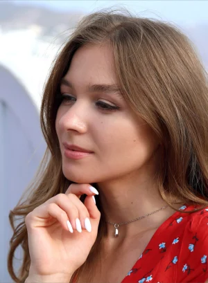 Exciting hottie in red summer dress in the south city